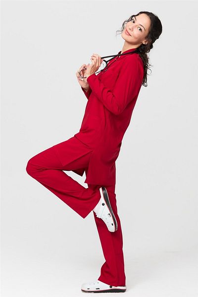 Çatı Medikal Ultralycra Modest - Set de tricou Hijab Doctor Nurse din Lycra, roșu
