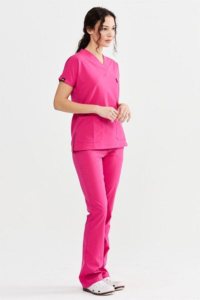 Çatı Medikal Spaniard Ultralycra - Set de tricouri Lycra Doctor Nurse, uniformă pentru scrub și costum chirurgical (FEMEI), fucsia