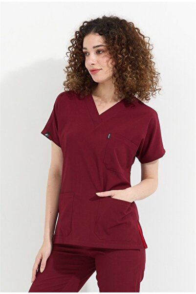 Çatı Medikal Happiness Spaniard - Uniformă chirurgicală din Lycra Burgundy Doctor Asistent Medical (FEMEI)