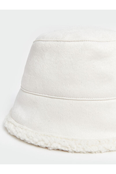 LC Waikiki Ecru Women's Bucket Hat with Fur Inside