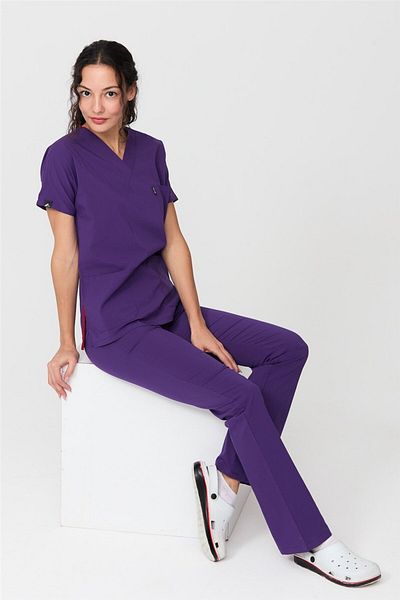Çatı Medikal Ultralycra Spaniard - Set Scrubs pentru Asistentă Doctor Lycra, Violet