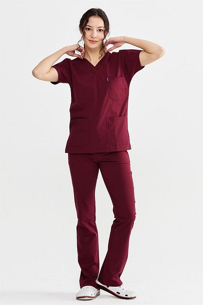 Çatı Medikal Ultralycra Spaniard - Set de uniforme pentru medic asistentă din Lycra Scrubs Uniforme pentru chirurgie (FEMEI), Bor