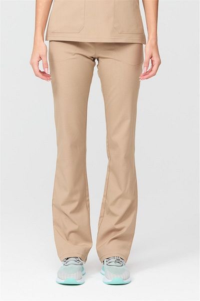 Çatı Medikal Happiness Spaniard - Bej Lycra Doctor Nurse Scrubs Tricou chirurgical cu fund unic (FEMEI)