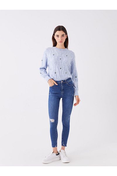 LC Waikiki Pantaloni de damă Jupiter cu talie înaltă, cu croiala super skinny
