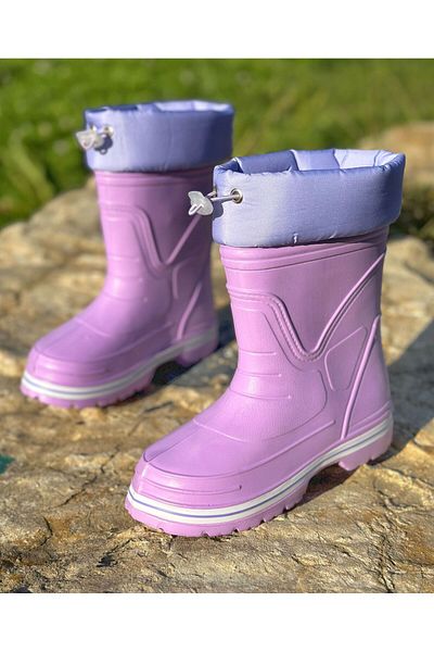 Surpie Shoes Παιδικές μπότες βροχής, ελαστικές παιδικές μπότες βροχής με ελαφριά σόλα, γούνινες μπότες βροχής