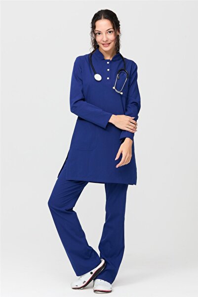 Çatı Medikal UltraLycra Modest - Likralı Doktor Hemşire Tesettür Forma Takımı Scrubs Üniforma Cerrahi Takım, Saks