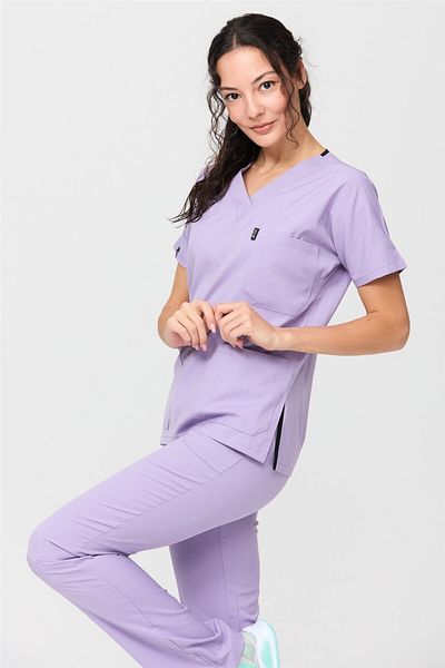 Çatı Medikal Happiness Spaniard - Tricou chirurgical pentru femei din Lycra, liliac