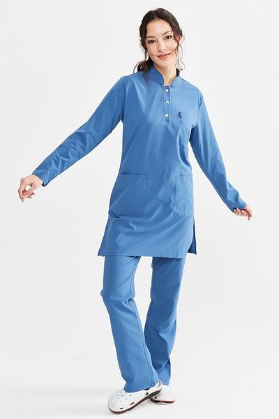 Çatı Medikal Ultralycra Modest Indigo - Set Hijab Lycra Doctor Asistentă