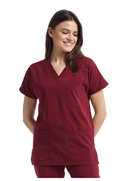 Çatı Medikal UltraLycra Spaniard - Likralı Doktor Hemşire Scrubs Tek Üst Cerr...