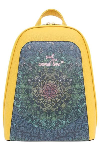 Dogo Women's Vegan Yellow Backpack - Soul Full Of Animal Love Design