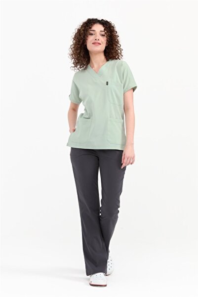 Çatı Medikal Ultralycra Harmony/spaniard - Likralı Doktor Hemşire Forma Takımı (KADIN), Su Yeşili/antrasit