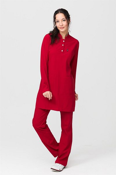 Çatı Medikal Ultralycra Modest - Set de tricou Hijab Doctor Nurse din Lycra, roșu