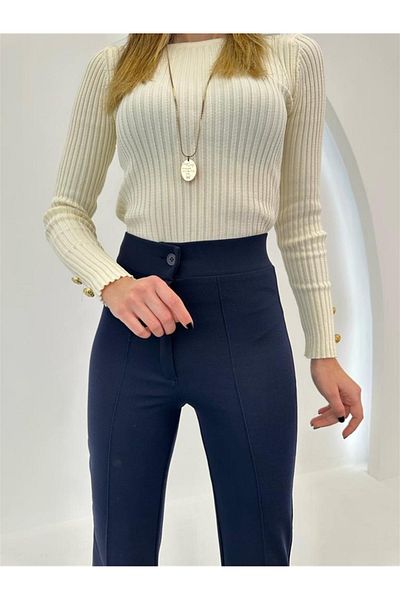 BLG SPORTS WEAR Navy Premium Cord Wide Women's Palazzo Trousers