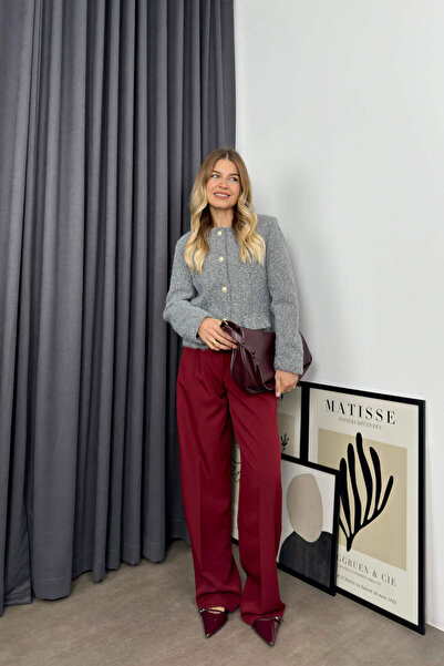 Sue Store Μπουφάν Premium με γκρι μαργαριταρένια κουμπιά