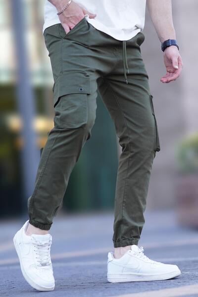 Madmext Khaki Cargo Pocket Jogger Trousers 5647