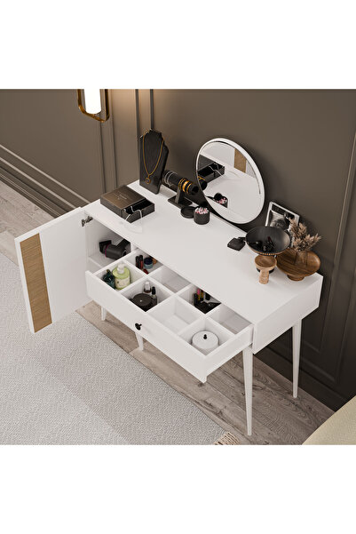 Mezza 2242 LOVE AYNALI(AHŞAP AYAKLI)MDF PROFİL ÇERÇEVELİ ÇEKMECELİ KAPAKLI 12...