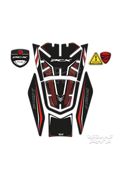 Redline Grafik Honda Pcx 125 2021-2023 Uyumlu Tank Pad Kırmızı Siyah Redlineg...