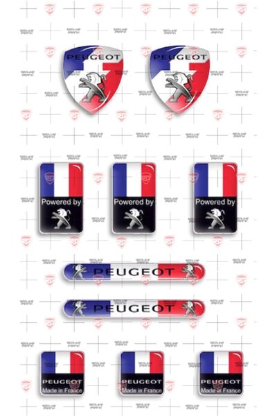 Redline Grafik Peugeot 10 Parça 3D Damla Sticker Set