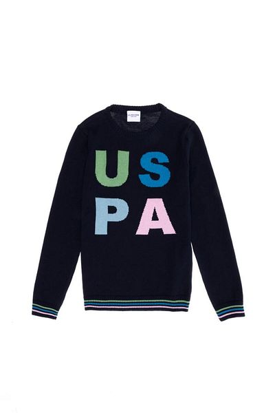 U.S. Polo Assn. Us Polo Assn. Тъмносин пуловер с кръгла яка за момче 50256699 -Vr033