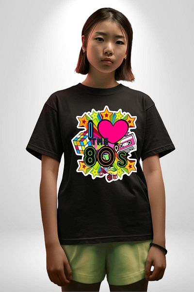 Angemiel I Love the 80s Cassette and Special Gift Cotton Crew Neck Women Men Oversize Boyfriend Digital B