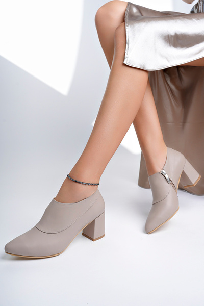 Deripabuc Genuine Leather Mink Women's Heeled Leather Shoes Shn-0102