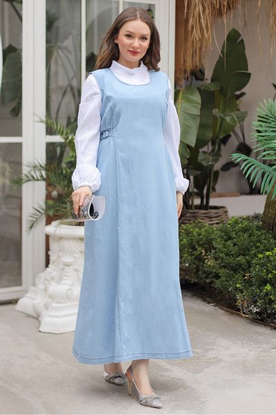 Bestenur Belgin Hijab Jeans Gilet 770 - Γαλάζιο
