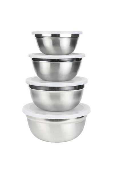 Chef Craft طقم أوعية خلط من الفولاذ المقاوم للصدأ وخالية من مادة BPA مع أغطية 21960