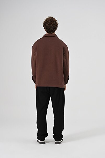 Dembu Polo Yaka Oversize Triko Kazak Kahverengi