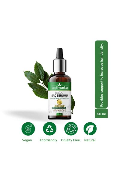 yeşilmarka Natural Hair Serum,  Anti Hair Loss, Stimulates Growth, Strengthens Roots, Plant-Based, Probiotics,