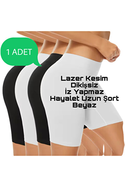 BEYAZ Lazer Kesim Dikişsiz Toparlayıcı Hayalet Şort