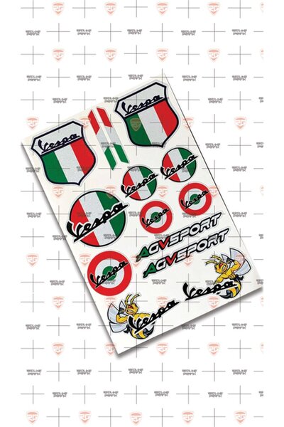 Redline Grafik Vespa Reflektif Sticker Seti