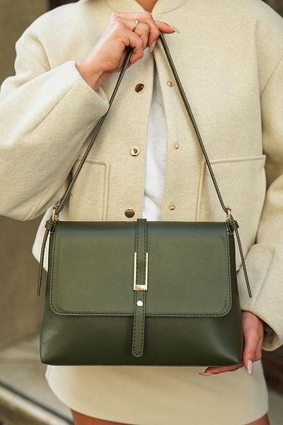 Mopia Nora Khaki Women's Shoulder Bag with Buckle Detail