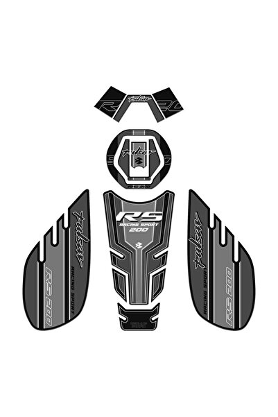 Redline Grafik Bajaj Pulsar RS 200 Siyah Gri Gidonlu Tank Pad Set