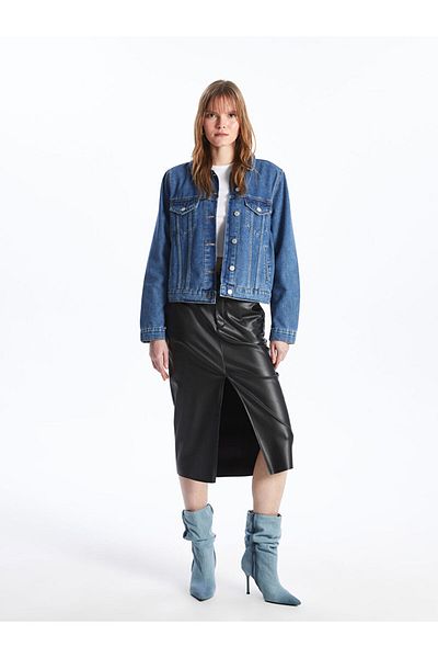 LC Waikiki Fusta de damă din piele simplă, slim fit