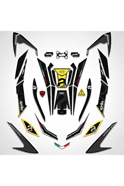 Redline Grafik Aprilia Sr Gt 200 125 Full Siyah Sarı Set