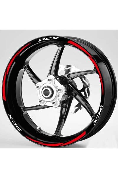 Redline Grafik PCX Beyaz Yazı Kırmızı Jant Şeridi
