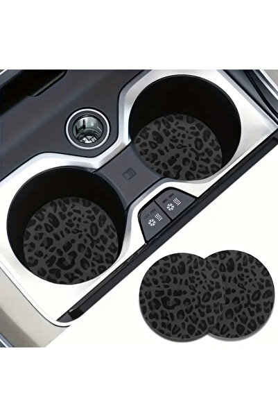 Oasis Life Araç Içi Bardak Altlık Leopar Desen Siyah Gri Renk Bardak Altlığı ...
