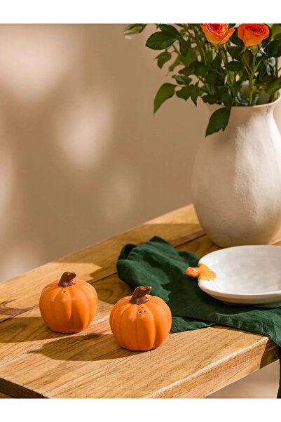 LC Waikiki LCW HOME Turuncu Baskılı Bal Kabağı Figürlü Tuzluk ve Biberlik