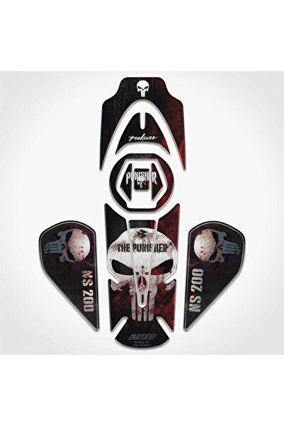 Redline Grafik Bajaj Pulsar NS 200 Tank Pad Set Punisher
