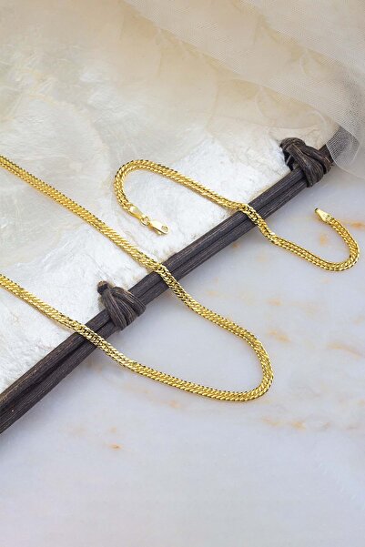 Else Silver 925 Ayar Örgü Modeli Zincir Gümüş Kolye ve Bileklik Kombin