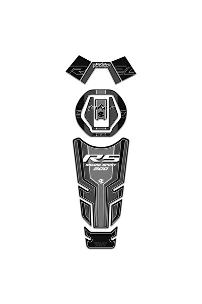 Redline Grafik Bajaj Pulsar RS 200 Siyah Gri Tank Pad Set