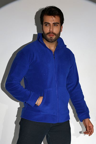 DİVİSTA Men's Standard Fit Stand Collar Full Zipper Saks Fleece