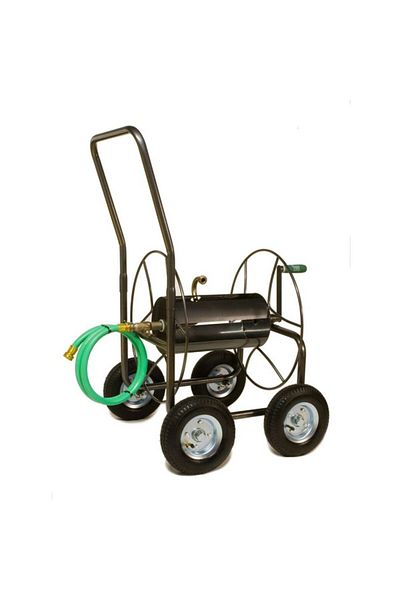 Yard Butler Solid Flat Tires Steel Construction 4-Wheeled Hose Reel