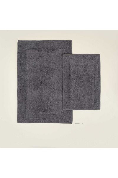 Ecocotton Petra Σετ 2 Πατάκια Μπάνιου 100% Βαμβακερό Ανθρακί 60x90-40x60