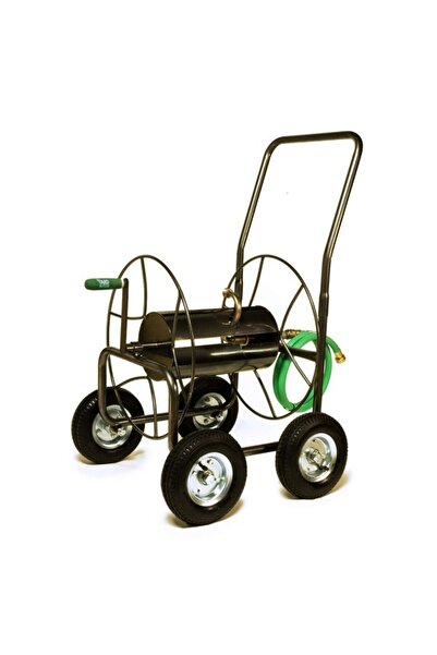 Yard Butler Solid Flat Tires Steel Construction 4-Wheeled Hose Reel