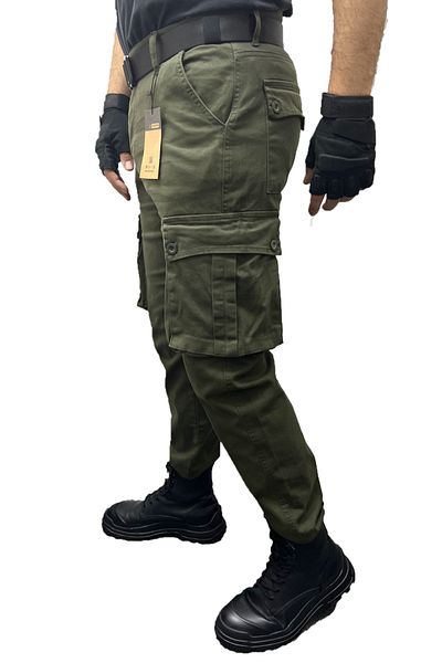 Polviton Khaki Men's Cargo Pants - Gabardine, Lycra Regular Fit 204
