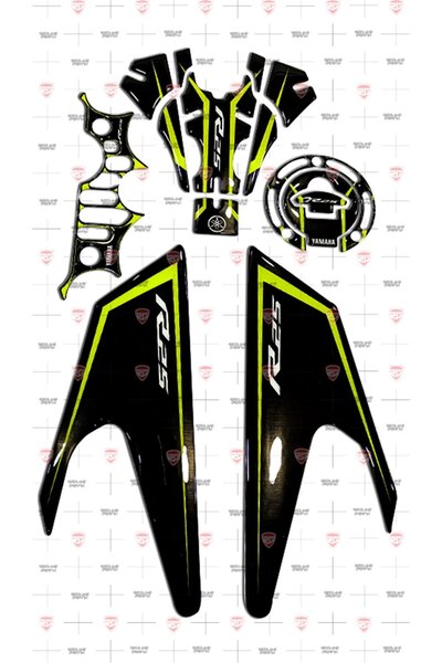 Redline Grafik Redlinegrafik R25 Uyumlu Yeni Kasa Tank Pad Set Sarı-Siyah