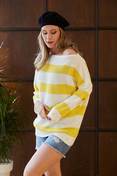 Hotfashion Boat Neck Knitwear Sweater