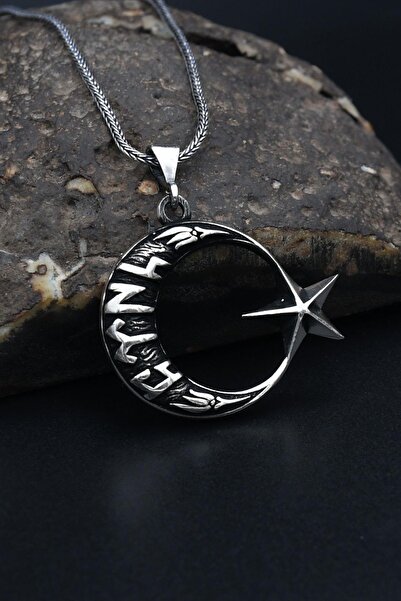 Prestige Göktürkçe Türk Yazılı Ay Yıldızlı (AYYILDIZLI) 925 Ayar Erkek Gümüş ...