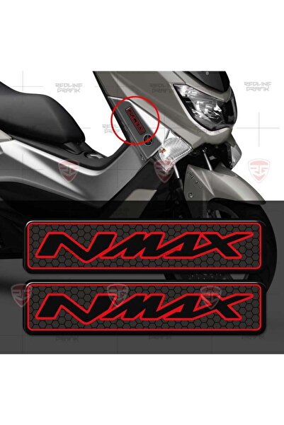 Redline Grafik Redlinegrafik Nmax Yazılı Kırmızı Kabartmalı Motosiklet Sticke...